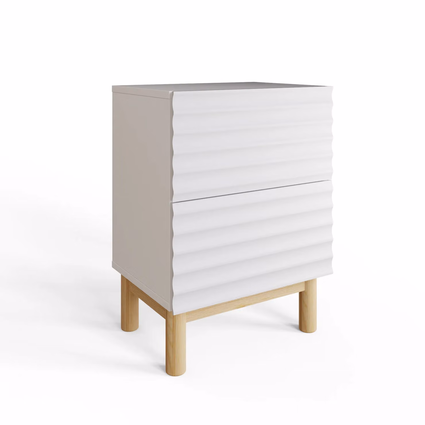 GFW Karla Pair of White Ribbed 2 Drawer Bedside Tables – 3