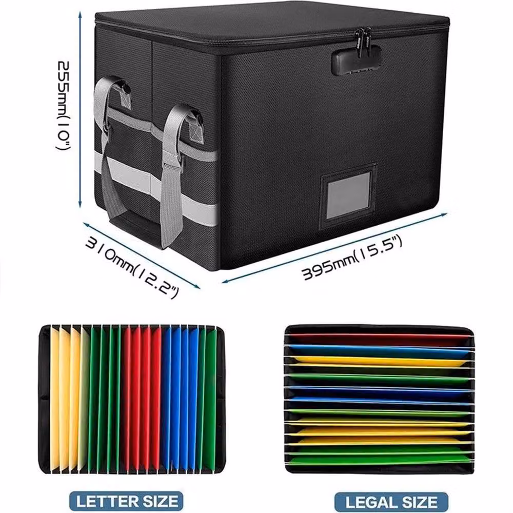 Kelvenix Fireproof Document Box with Locks in Black – 2