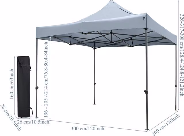 Costway Portable Outdoor Pop Up Canopy Tent in Grey