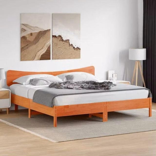 Berkfield Home Solid Pine Wood Headboard in Waxed Brown, 200 cm – 1