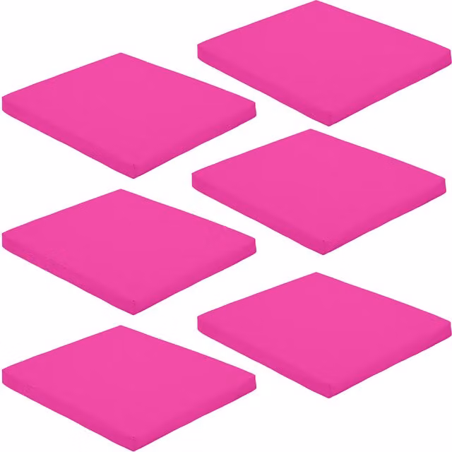 Gardenista Pink Water-Repellent Outdoor Garden Chair Seat Pad, W: 44 cm, D: 50 cm, Pack of 6
