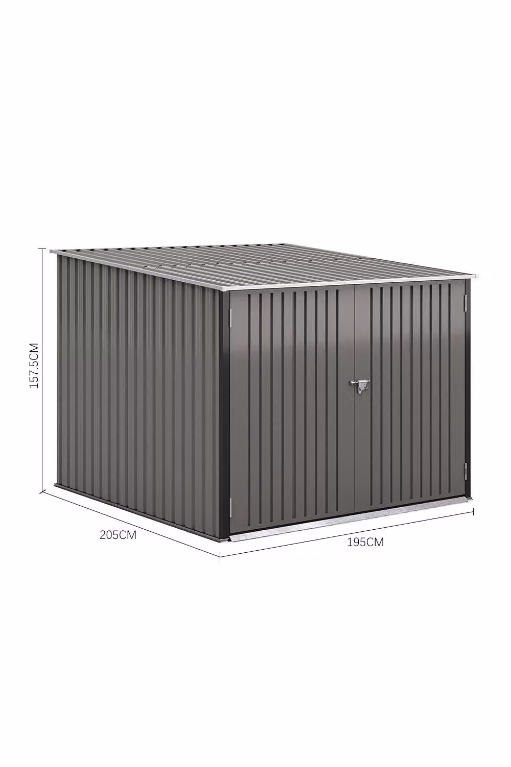 Garden Sanctuary Lockable Outdoor Bike Storage Shed in Grey, W/D/H: 195.0 x 157.5 x 205.0 cm – 2