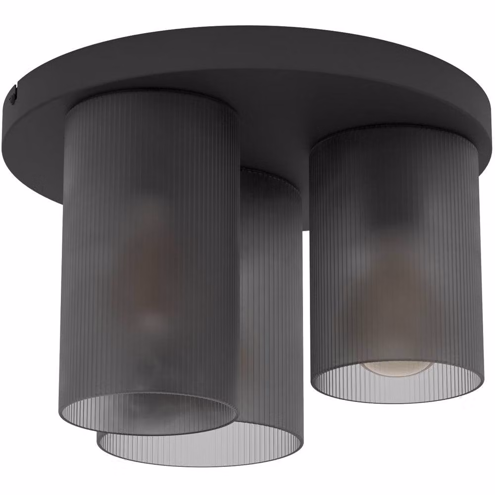 Loops Modern Black Metal and Glass Cylinder Ceiling Light – 2