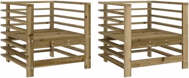 Berkfield Home Set of 2 Rustic Brown Impregnated Pine Wood Garden Chairs