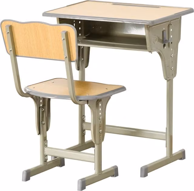 HOMCOM Height Adjustable Kids Desk and Chair Set in Grey for Ages 6-12 Years – 1