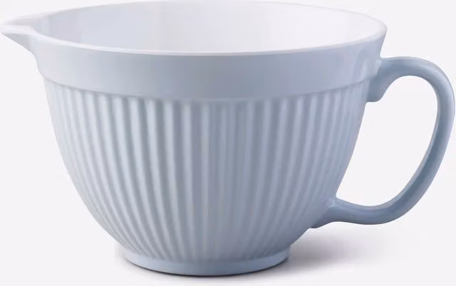 Zeal Melamine Mixing Bowl and Batter Jug with Pouring Spout and Non-Slip Base, Blue and White, 20 cm