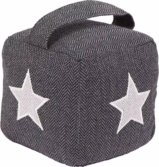 Nicola Spring Herringbone Fabric Door Stop, Star, Grey – 8