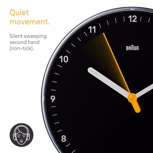 Braun Classic Analogue Wall Clock with Silent Quartz Movement in Black, Diameter: 23 cm – 4
