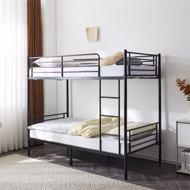 EONLION Black Metal Single Bunk Bed with Drawers – 1