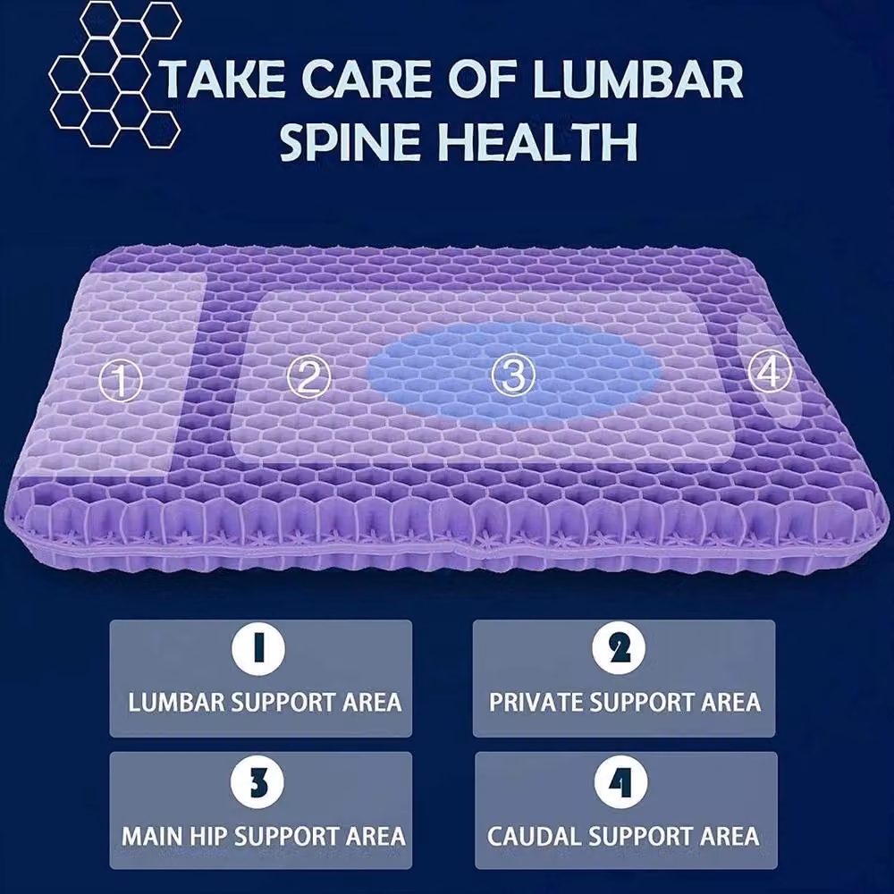 NESTLUNE Ergonomic Extra Thick Gel Seat Cushion, Purple, W: 120 cm x D: 135 cm – 2