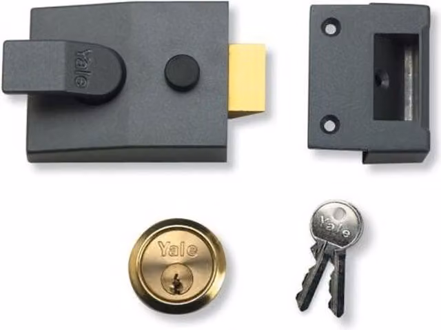 Yale Grey Metal Rim Deadlocking Standard Nightlatch Security Lock