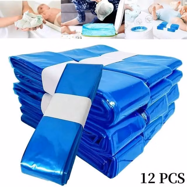 FLAVORA 12 Nappy Bin Refill Disposal Bags in Blue