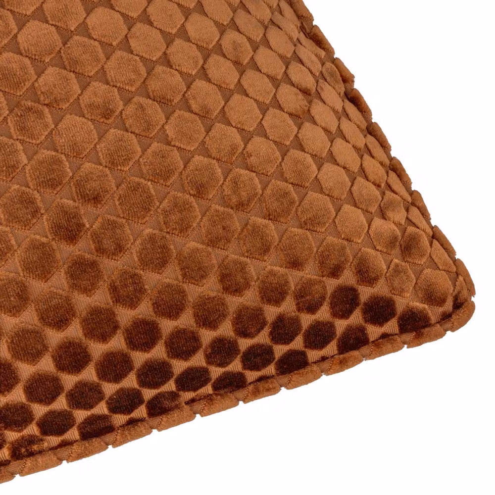 Paoletti Neptune Square Velvet Cushion in Bronze and Orange, W/D/H: 50 x 50 x 50 cm – 4