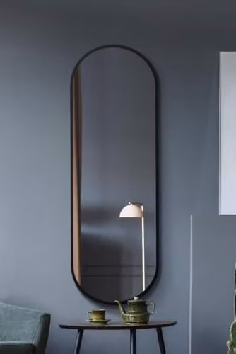 MirrorOutlet Black Metal Framed Double Arched Wall Mirror, H 180 x W 60 cm