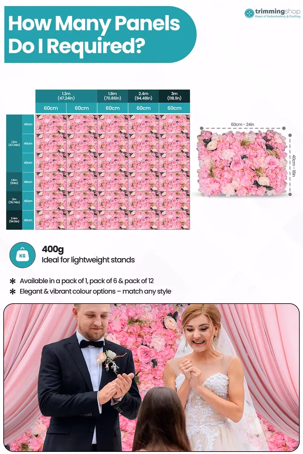 Neel Blue Decorative Artificial Floral Wall Panel in Pink and Blue for Wedding Photo Backgrounds – 2