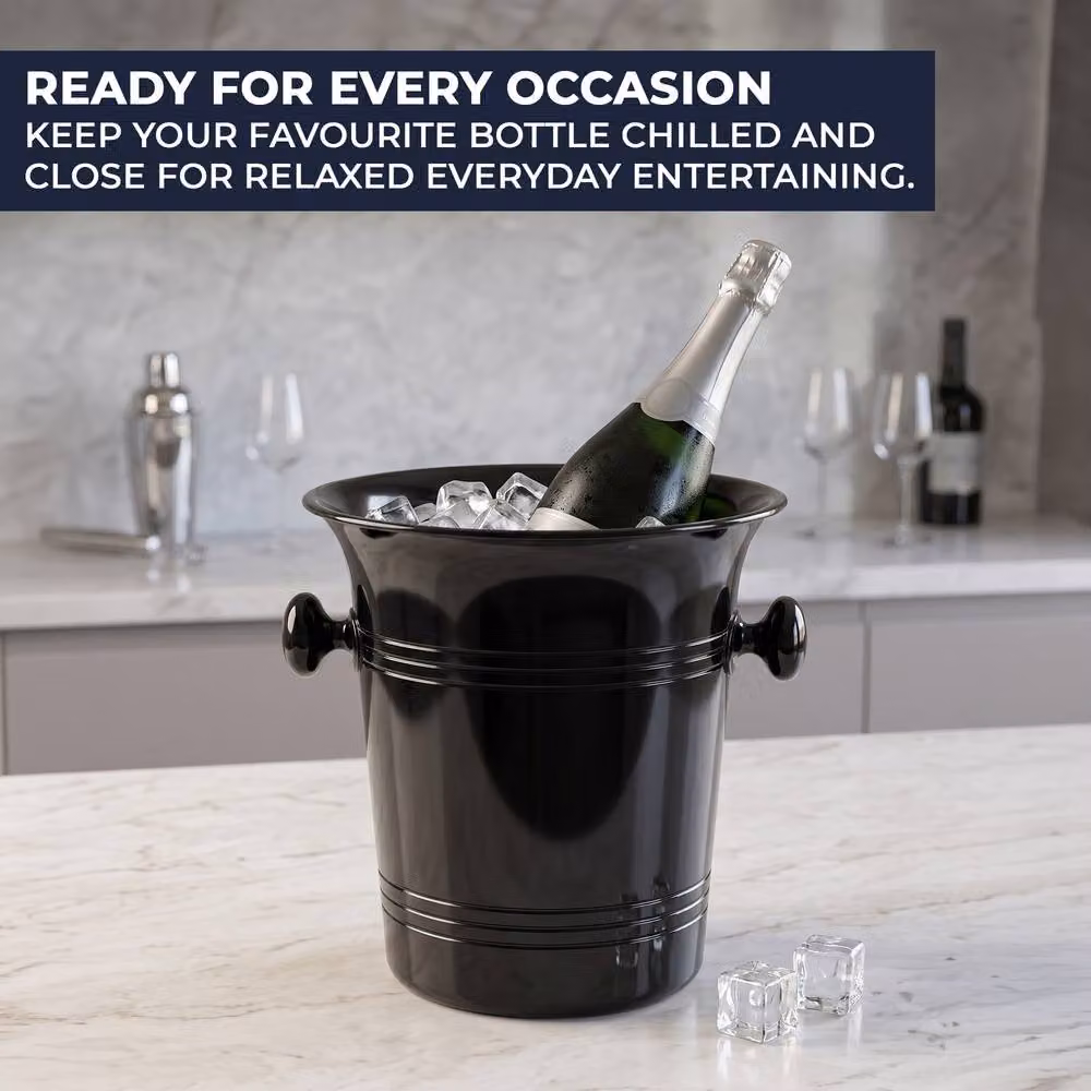 Chabrias Ltd Black Wine Cooler and Champagne Ice Bucket, 3.5 l – 5