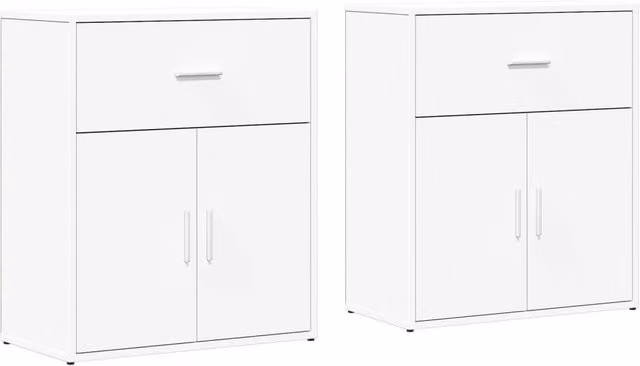 Berkfield Home Set of 2 Modern White Matt Engineered Wood Sideboards W/D/H: 60 x 31 x 70 cm