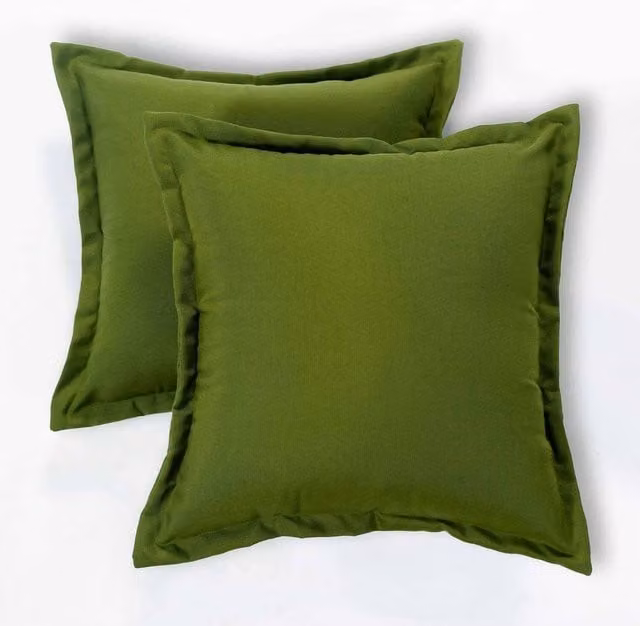 Homescapes Plain Outdoor Cushion Set of 2, Green and Beige, W/D/H: 45 x 45 x 45 cm