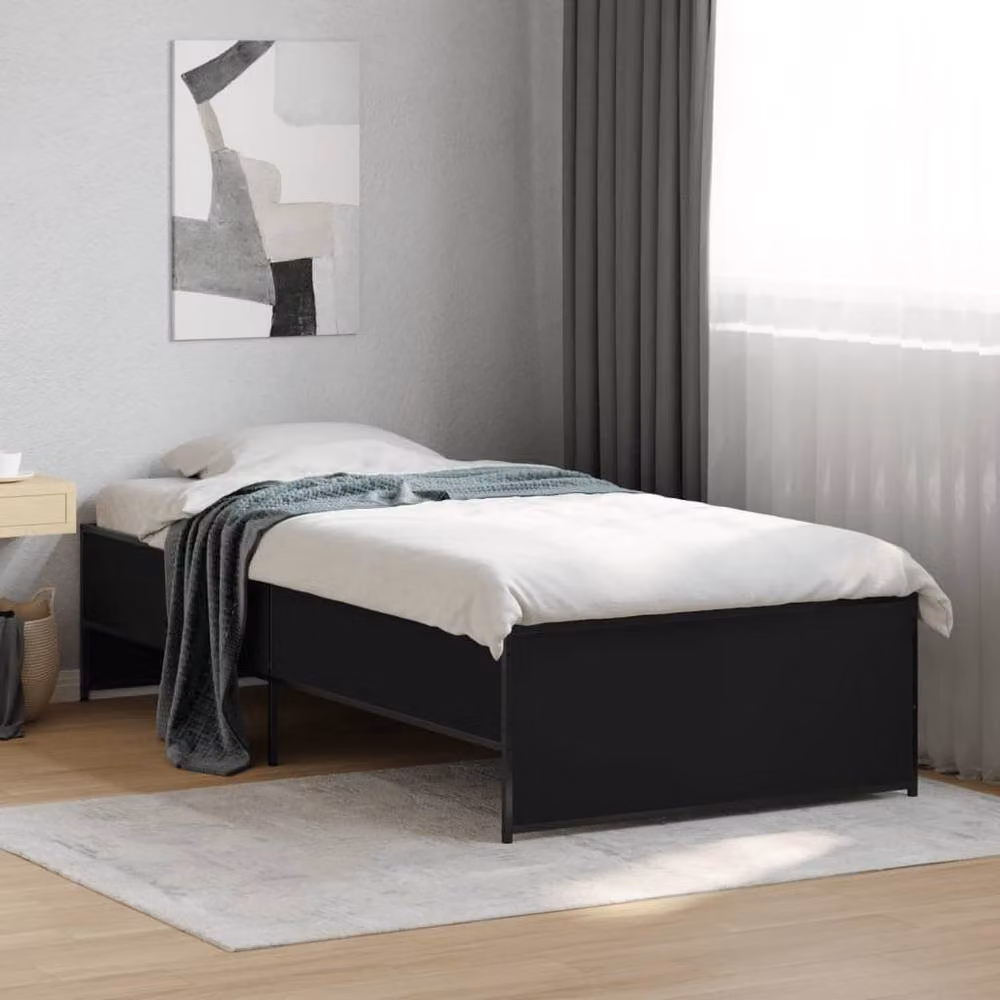 Berkfield Home Durable Small Single Bed Frame in Black, W/D/H: 75 x 190 x 40.5 cm – 2