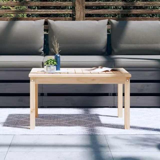 Berkfield Home Garden Table in Light Tan Solid Pine Wood, W: 82.5 cm, D: 50.5 cm, H: 45 cm