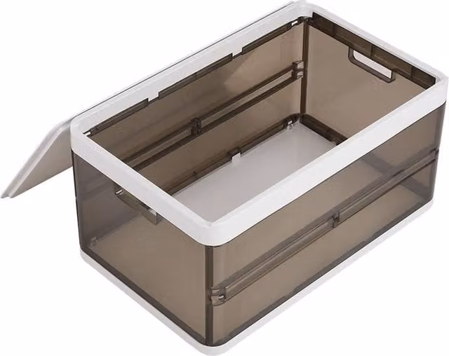 Garden Sanctuary Folding Clothes Organiser Wardrobe Drawer Storage Box, Brown and Transparent, W: 40.0 cm, D: 20.0 cm – 1