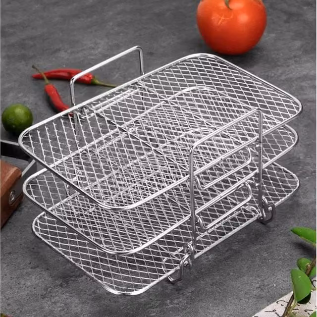 EONLION Stainless Steel 3-Tier Air Fryer Rack in Silver