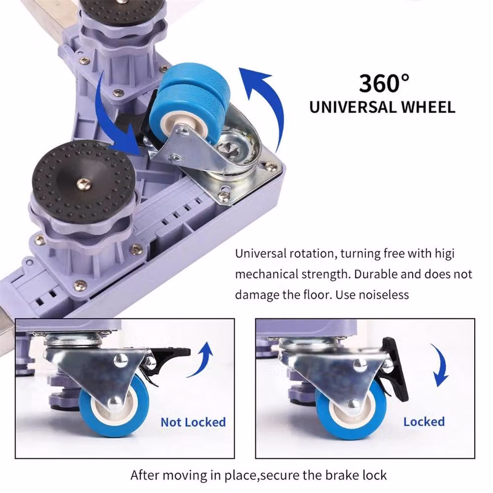 NESTLUNE Adjustable Fridge and Washing Machine Trolley Wheels in Grey – 2