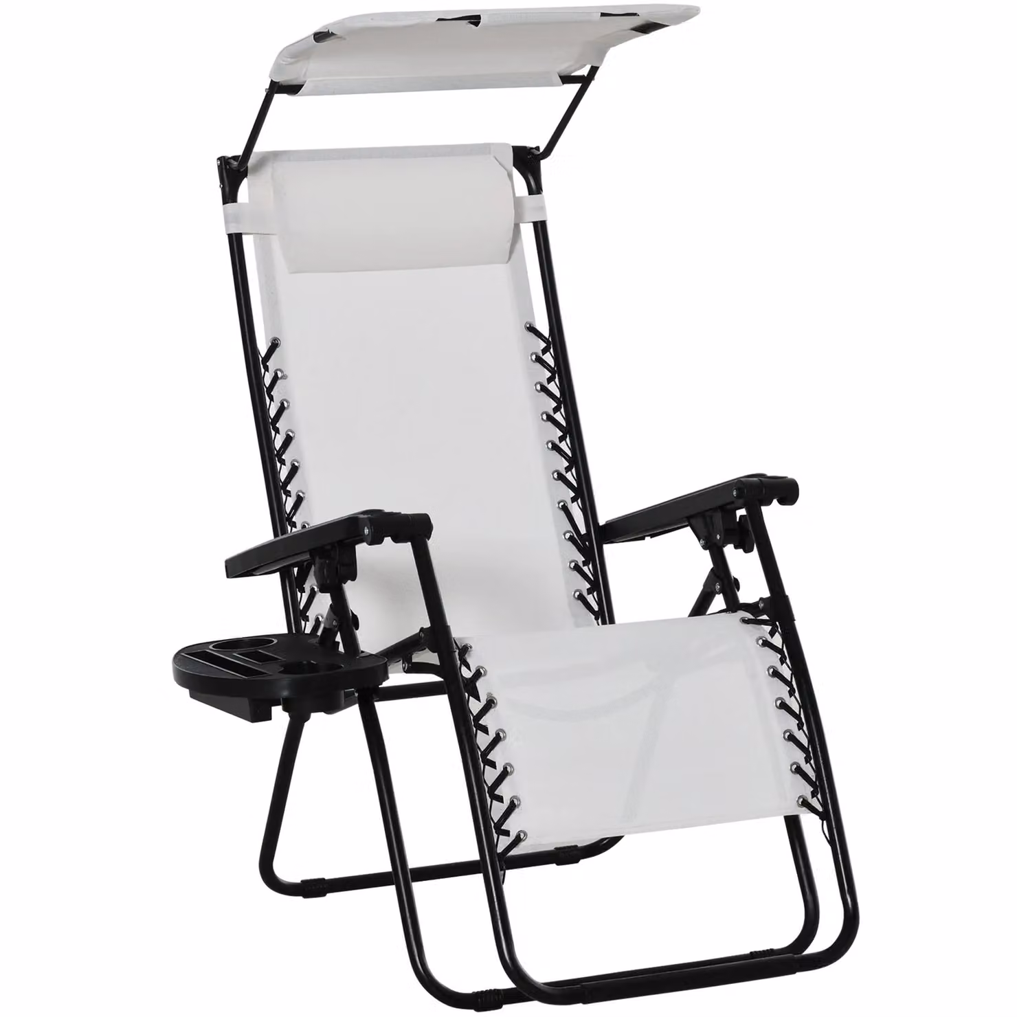 OUTSUNNY White Zero Gravity Patio Lounge Chair with Adjustable Headrest and Cup Holder – 2