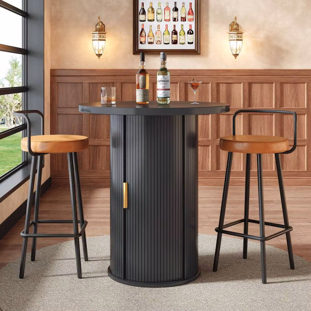 BTM Round Bar Table and Storage Cabinet in Black – 2