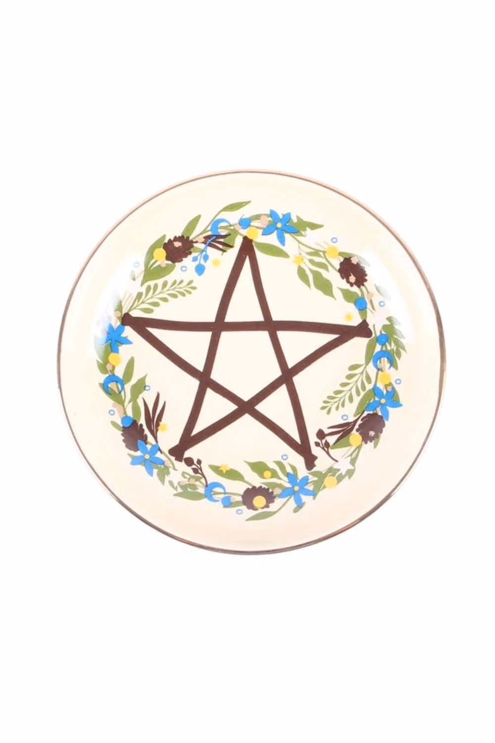 KDMD Solstice Wreath Trinket Dish, Multicolour Ceramic Botanical Pentagram Plate – 2