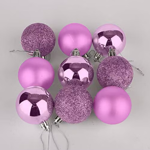 Shatchi 18-Piece Shatterproof Christmas Bauble Set in Pink and Silver, 50mm Round Hanging Decorations – 1