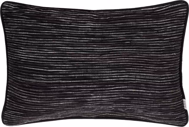 Make it a Home Cove Ribbed Rectangular Striped Cushion in Black with Polyester and Cotton Filling