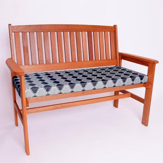 Roseley 3 Seater Water Repellent Rectangular Bench Pad with Foam Filling in Grey and Black