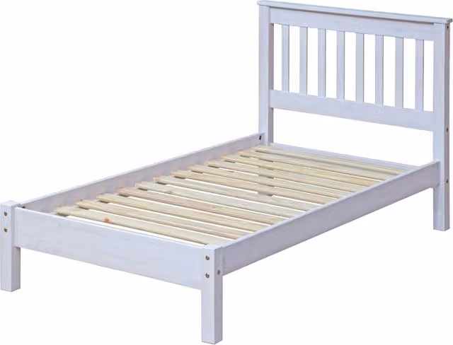 Core Products Ltd Corona Low End Single Bed Frame in White Washed Pine, W/D/H: 90 x 190 cm