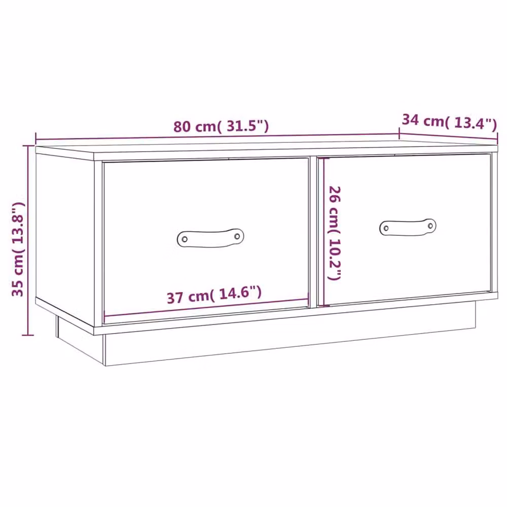 Berkfield Home TV Cabinet in Honey Brown Solid Pine Wood, W/D/H: 80 x 34 x 35 cm – 5