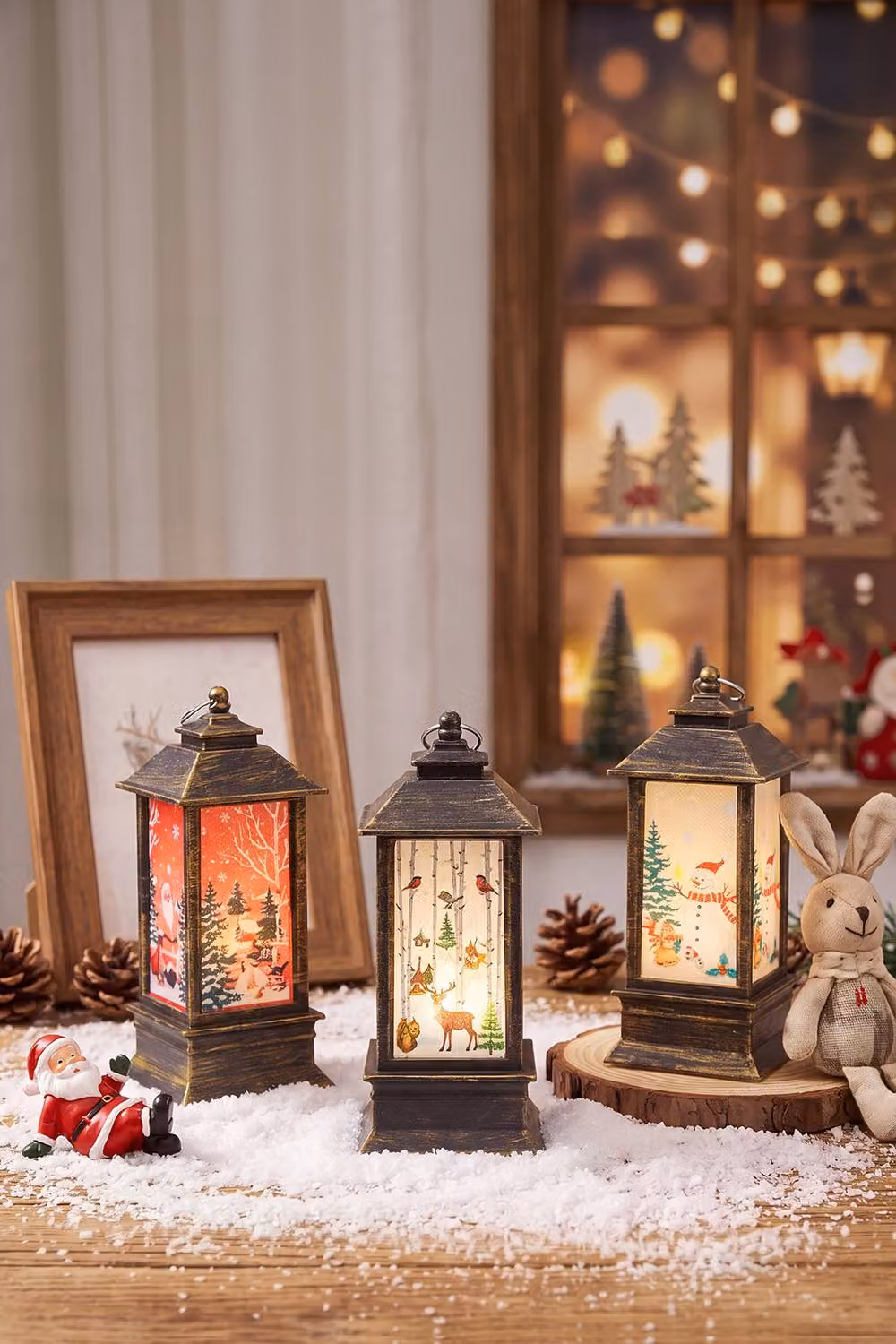 Living and Home Set of 3 Bronze Metal Christmas Lanterns for Tabletop Decoration – 2