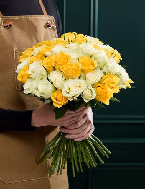 M&S Flower Market Large Yellow, White and Multicolour Rose Abundance Bouquet