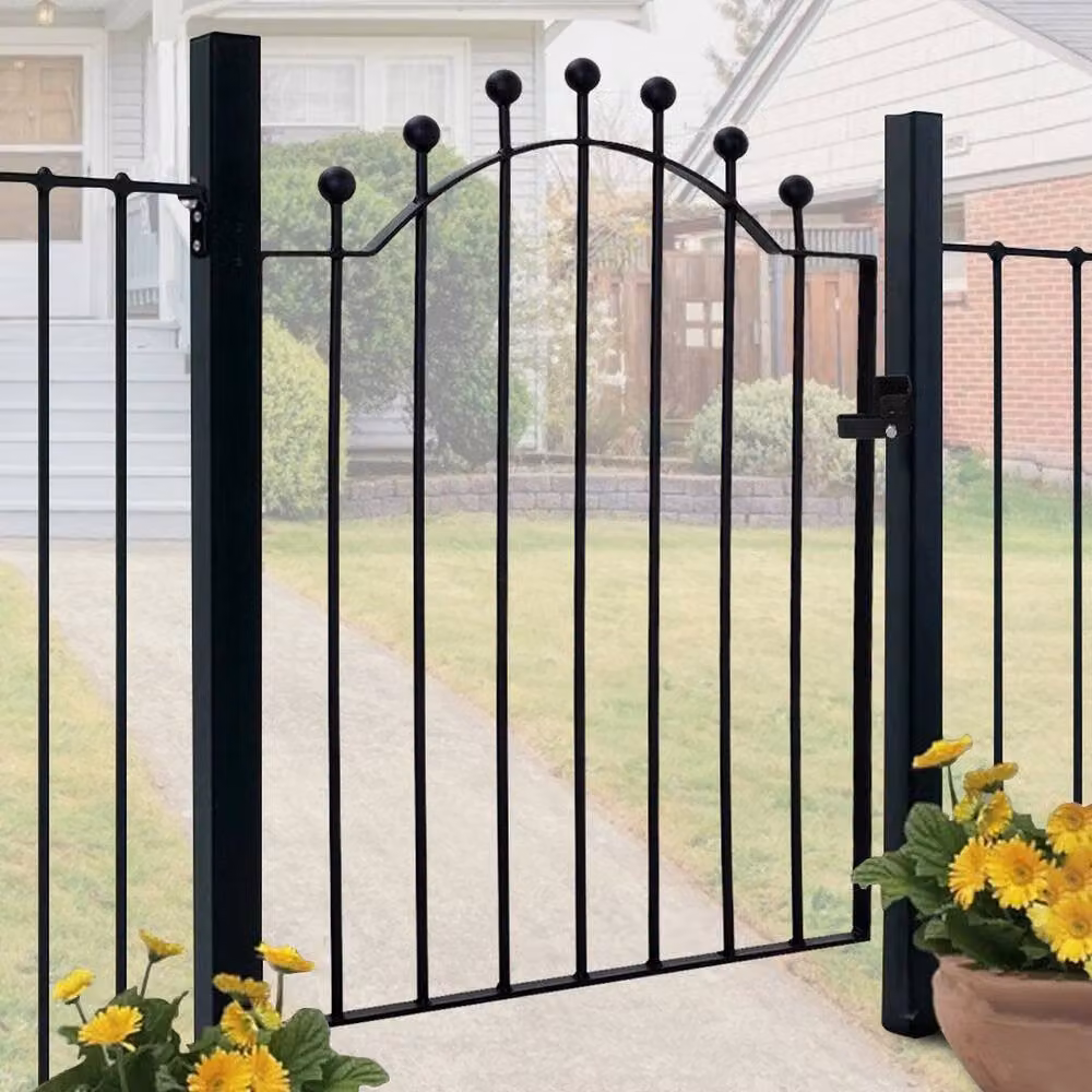 KORVIXA Black Wrought Iron Metal Single Swing Garden Gate – 3