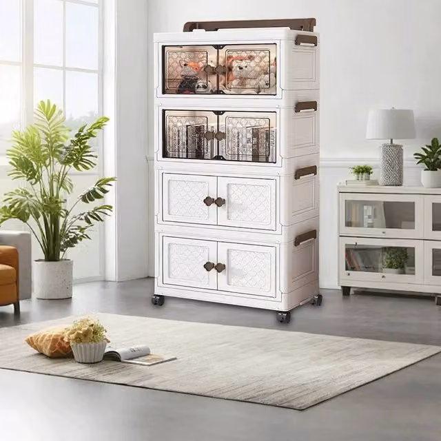 EONLION Modern Waterproof Plastic Bathroom Storage Cabinet in White – 1