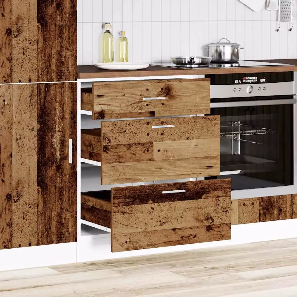 Berkfield Home Rustic Brown Kitchen Base Cabinet in Engineered Wood – 2