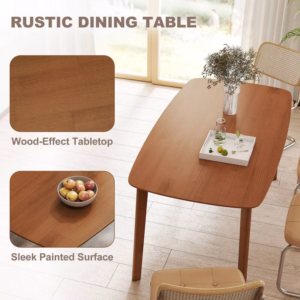 STILVORA Rustic Rectangular Pine Dining Table in Brown, Seats Six, H 76 cm x W 180 cm x D 80 cm – 6