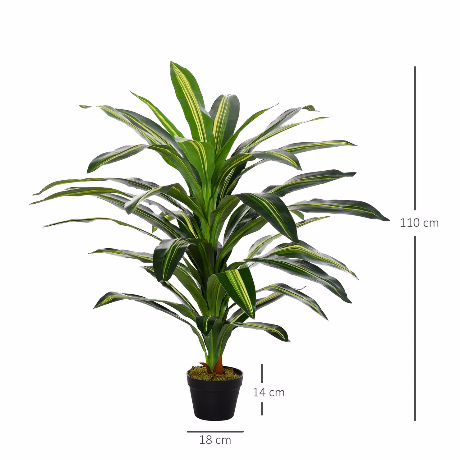 Outsunny Set of 2 Green Artificial Dracaena Trees, Height: 110 cm – 3