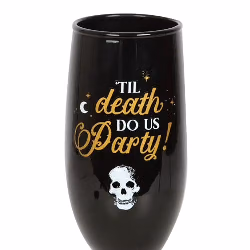 Something Different Wholesale Til Death Do Us Party Champagne Flute Set in Black and Gold – 2