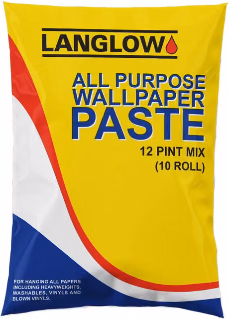 Langlow All Purpose Powder Wallpaper Adhesive, Water Based and Mould Resistant for Paper and Heavy Vinyl