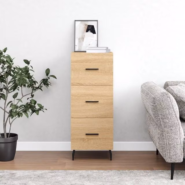 Berkfield Home Sonoma Oak Sideboard in Brown, W/D/H: 34.5 x 34 x 90 cm – 1