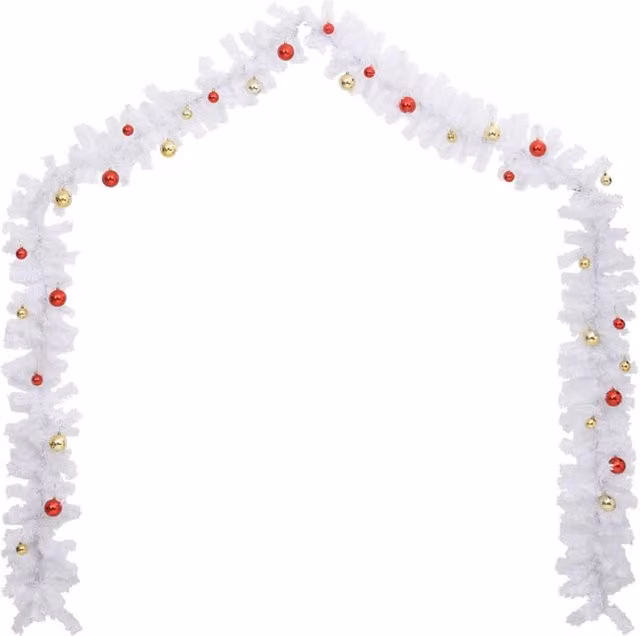 Berkfield Home Christmas Garland with White, Gold and Red Baubles and Foliage, 5 m