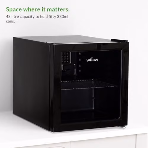 Willow WBC48B 48L Table Top Beverage Cooler in Black with Triple Glazed Glass Door and Adjustable Thermostat – 4