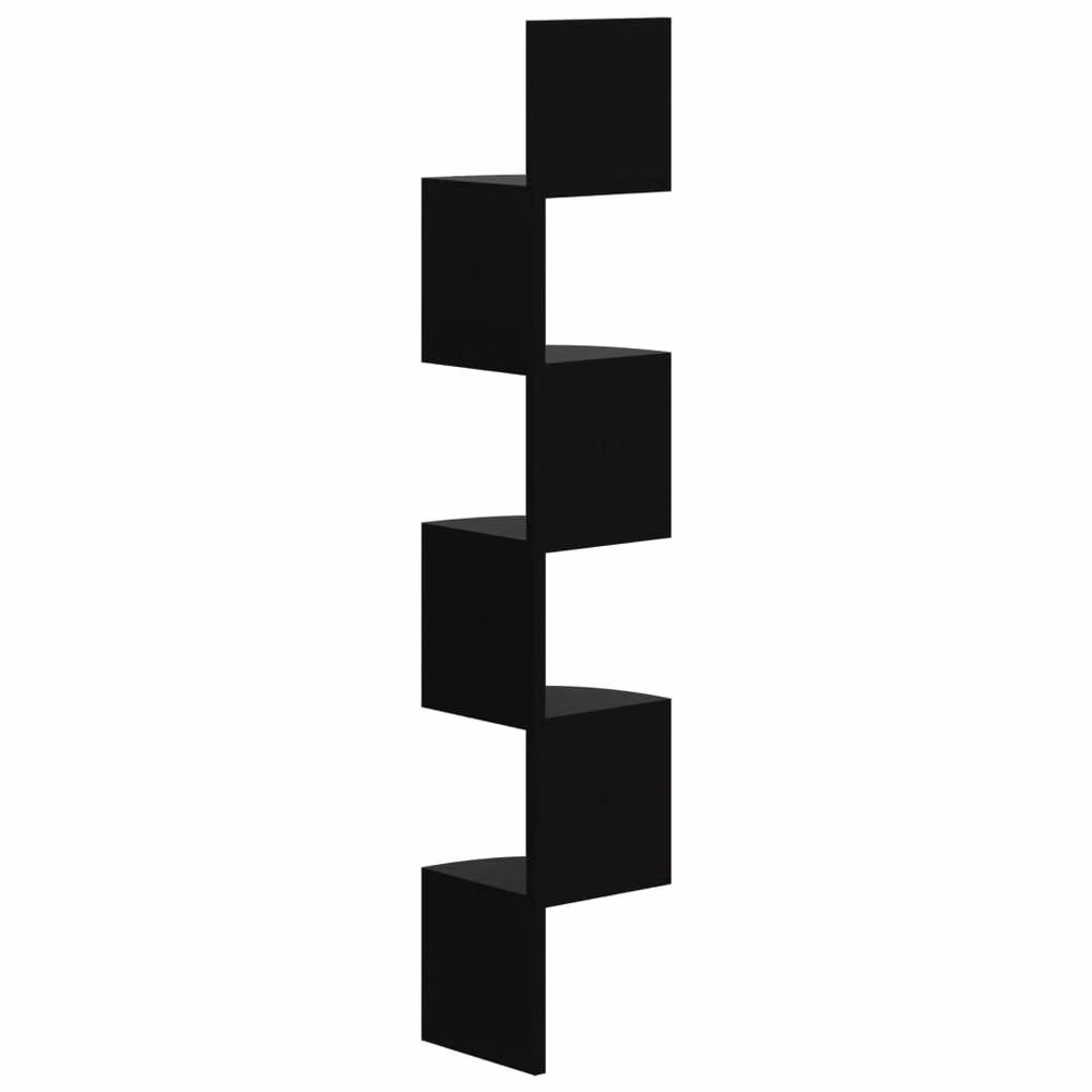 Berkfield Home Wall Mounted Corner Shelf in High Gloss Black, W/D/H: 19 x 19 x 123 cm – 3