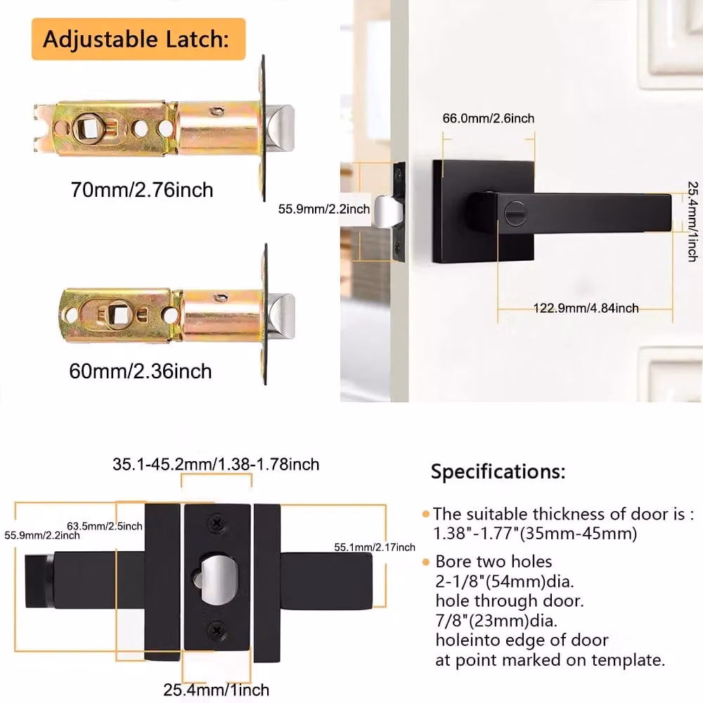 Hinsinc Black Aluminium Alloy Internal Door Lever Handle Set with Rosette for Bathroom and Bedroom Doors – 2