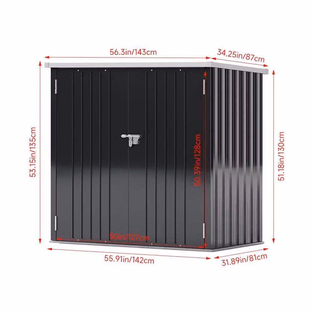 Living and Home Black Metal Garden Tool Shed for Outdoor Patio Storage – 3